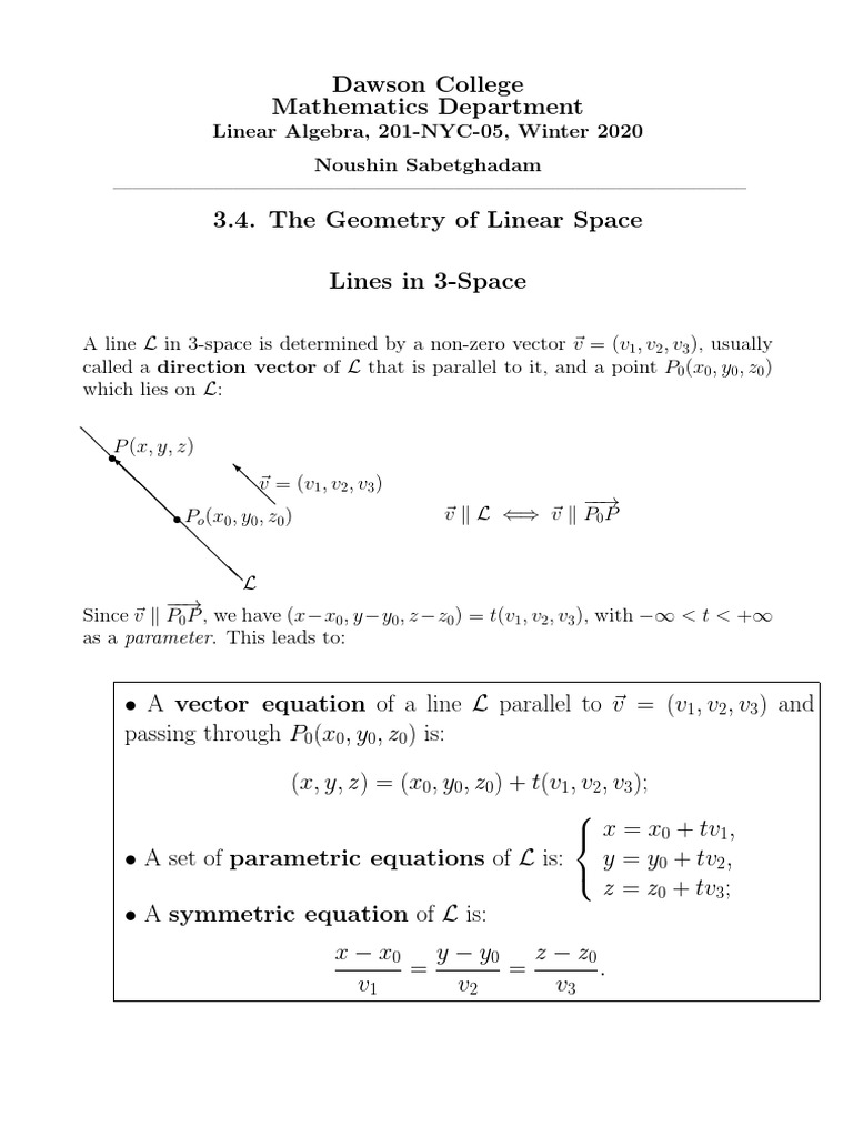 3.4 Geometry Linear Systems PDF System Of Linear Equations Equations