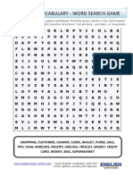 Shopping Vocabulary Word Search Puzzle Worksheet