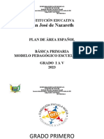 Plan de área de español de primero a quinto de la Institución Educativa San José de Nazareth