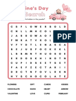 White Pink Valentine's Day Word Search Worksheet