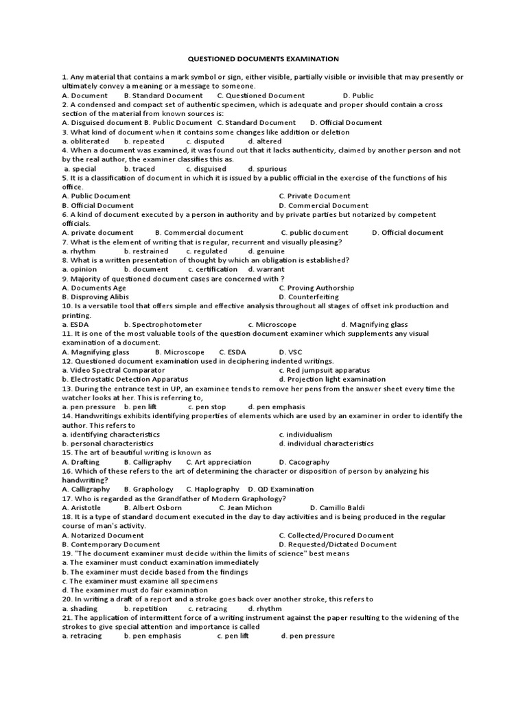 Questioned Document Examination Guide | PDF | Signature | Typewriter