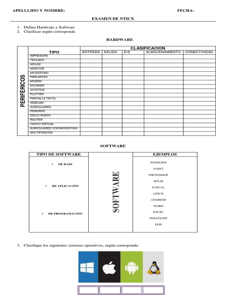 Examen de Nticx | PDF | Hardware de la computadora | Periférico