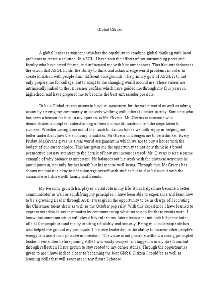 Global Citizen Pdf Mind Behavioural Sciences