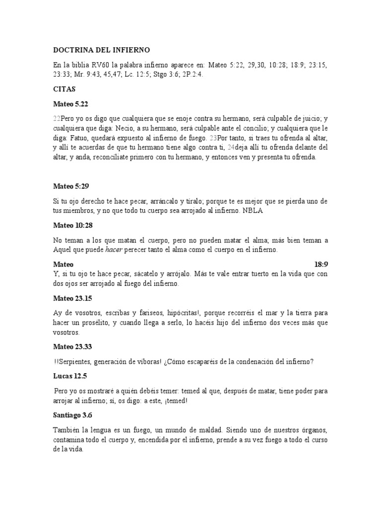 Doctrina del Infierno en la Biblia | PDF | Infierno | Traducciones