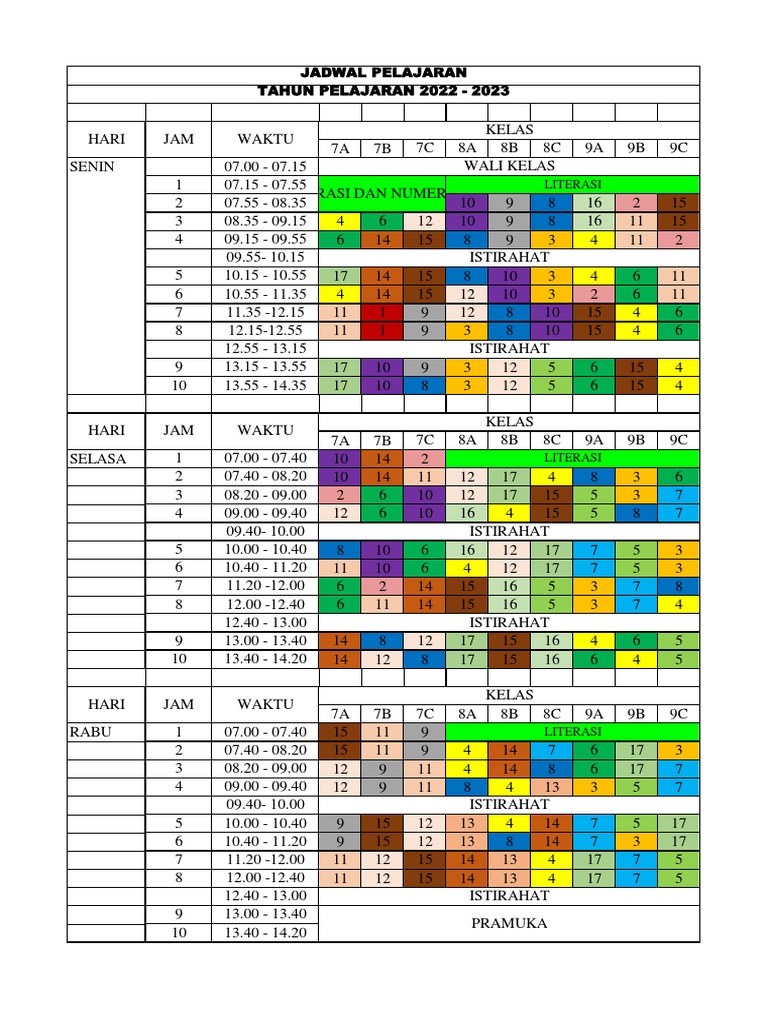 JADWAL PELAJARAN 2022-2023 Baru PDF | PDF