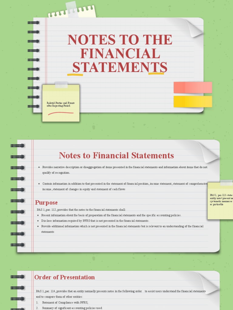 3 Notes To The Financial Statement Download Free PDF Financial