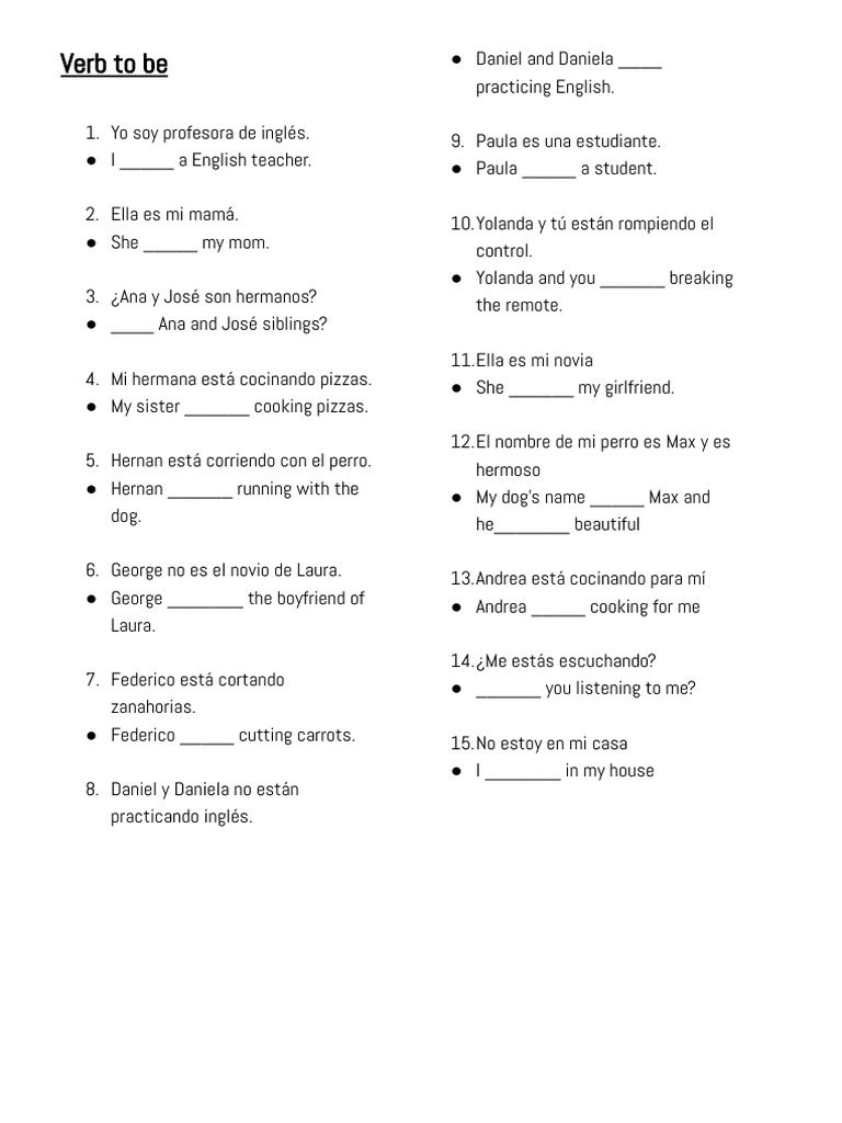 Ejercicios del verbo to be en inglés | PDF