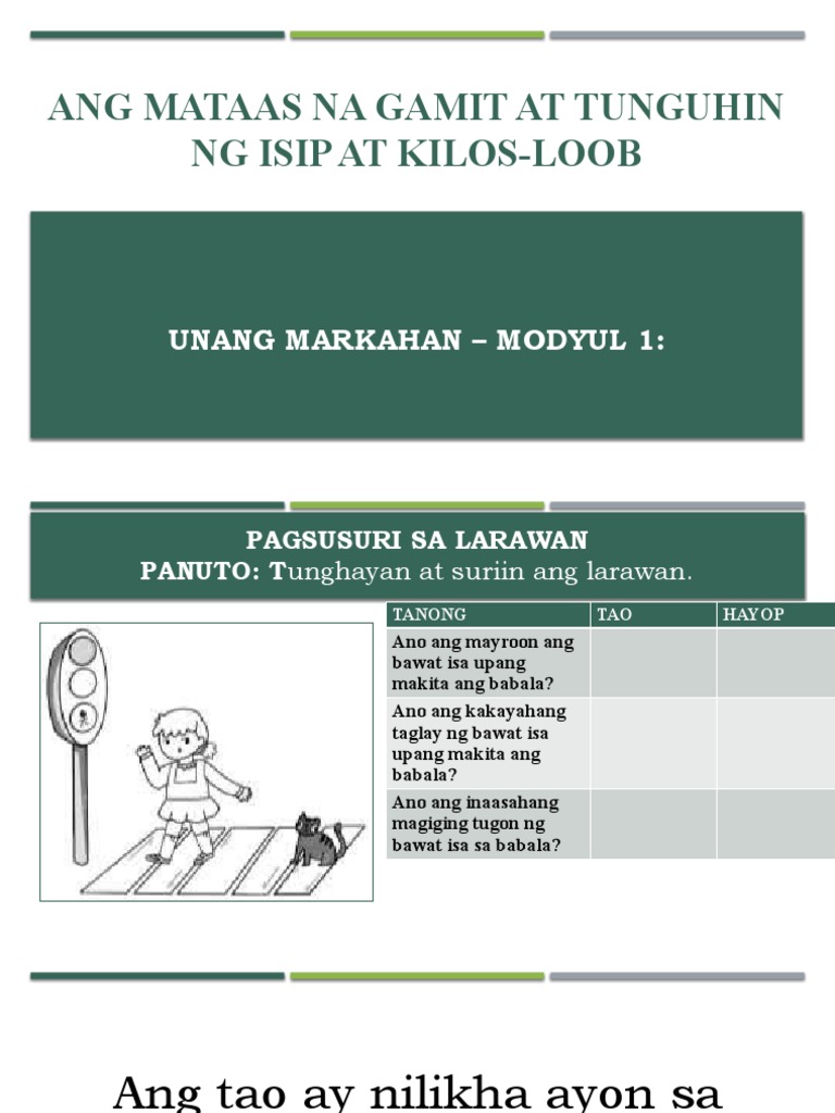 ESP 10 Q1 Ang Mataas Na Gamit at Tunguhin NG Isip | PDF