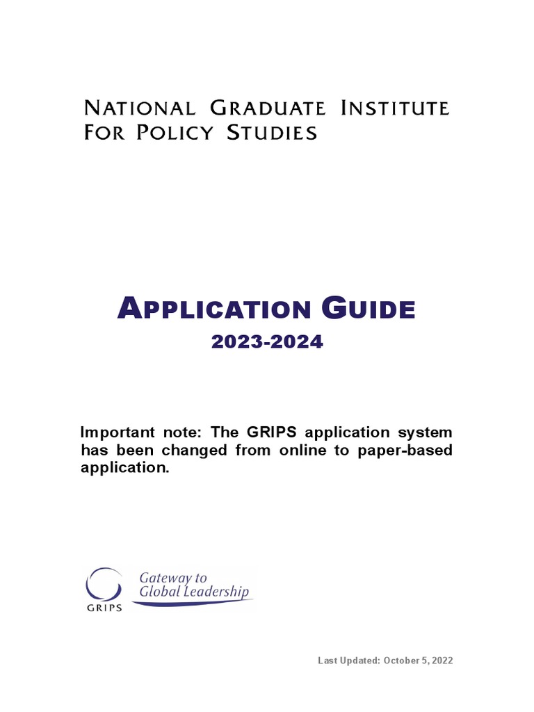 GRIPS Application Guide 2023 PDF Test Of English As A Foreign