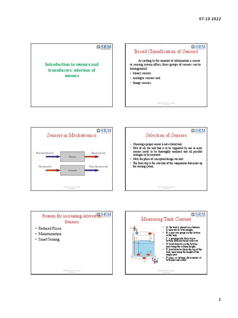 L1Intro To Sensors PDF Sensor Metrology