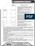 NTS Pakistan Job Vacancies