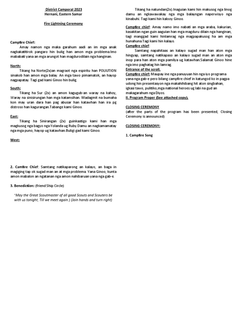 Campfire Ceremony Script 2023 | PDF | Religion & Spirituality
