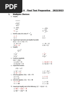 Math Grade 9 - Soal - Final Test Preparation - Mathematics - 2022-2023