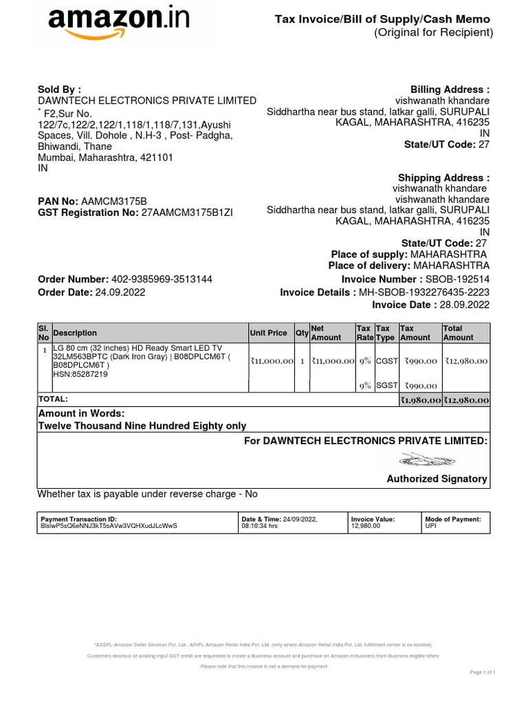 Invoice TV | PDF | Invoice | Trade