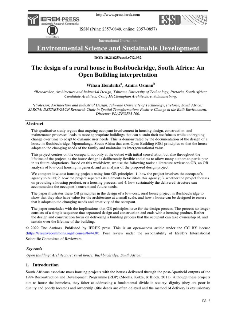 The Design of A Rural House in Bushbuckridge, South Africa: An Open