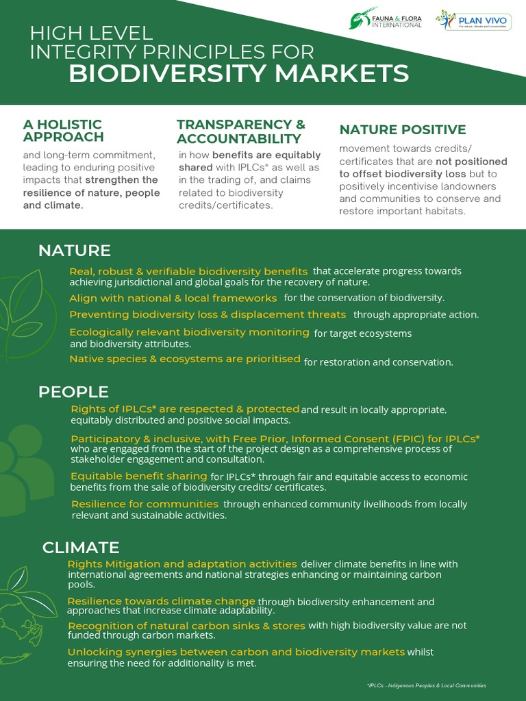 Holistic Principles for Biodiversity Markets: Ensuring Transparency ...