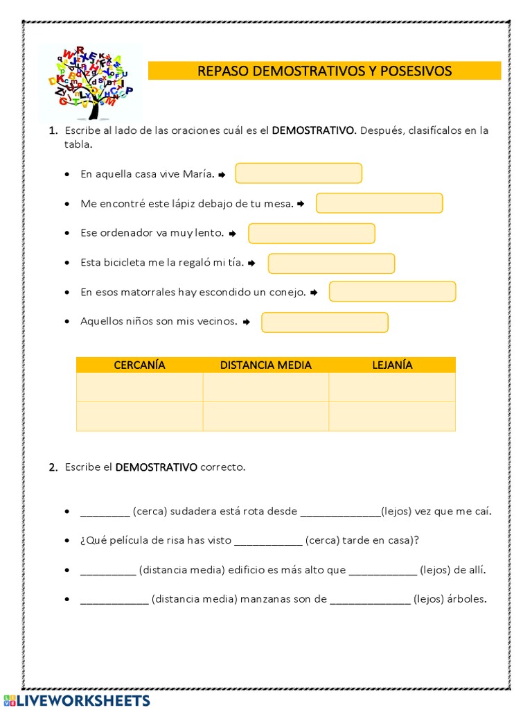 Ejercicios de Posesivos y Demostrativos | PDF