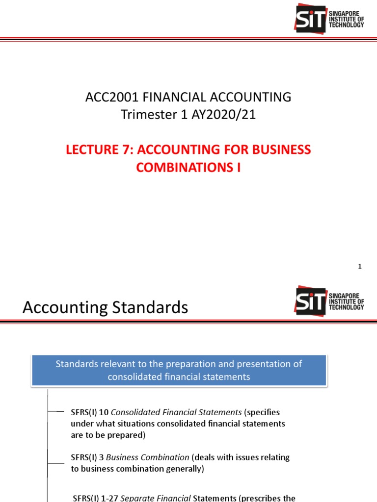 ACC2001 Lecture 7 Business Combinations I | PDF | Consolidation ...