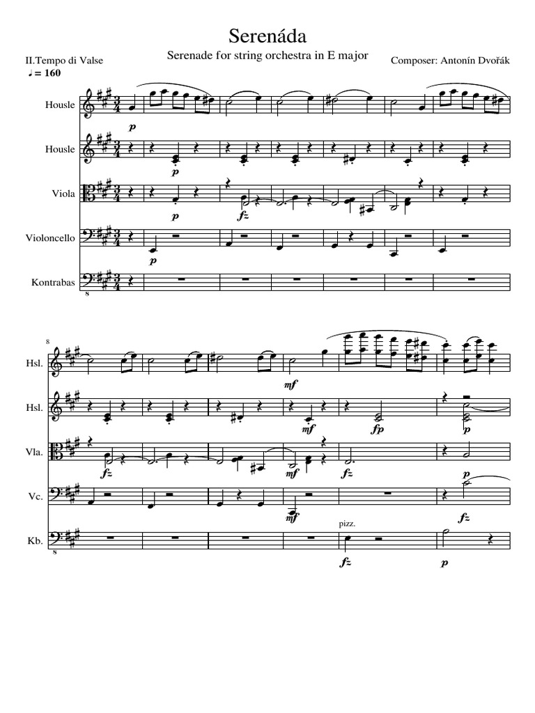 Antonin Dvorak Serenade For String Orchestra in E Major Op.22 II. Tempo Di Valse PDF