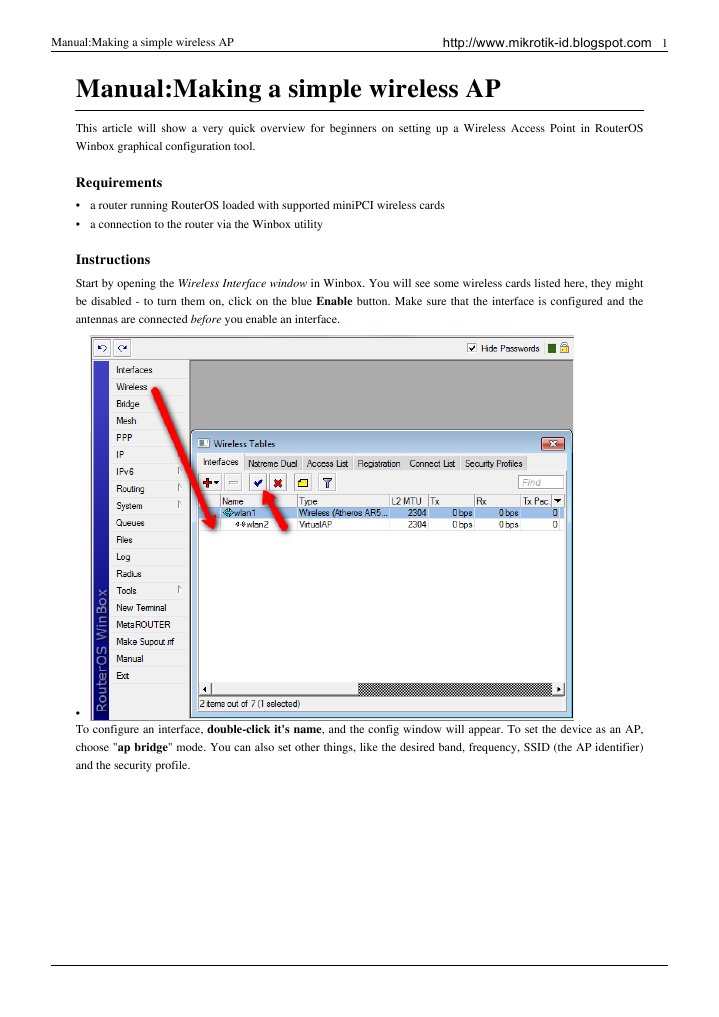 Configure Mikrotik Router To Work As A Wireless Access Point