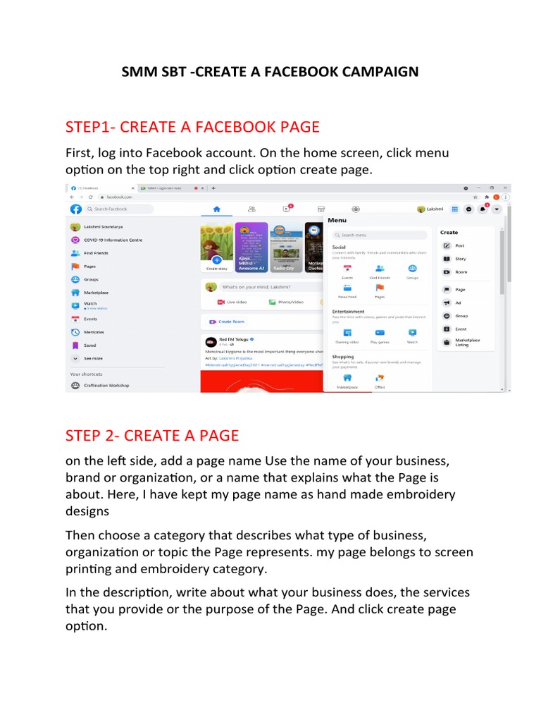 How To Create A Facebook Page | PDF | Facebook | Cyberspace