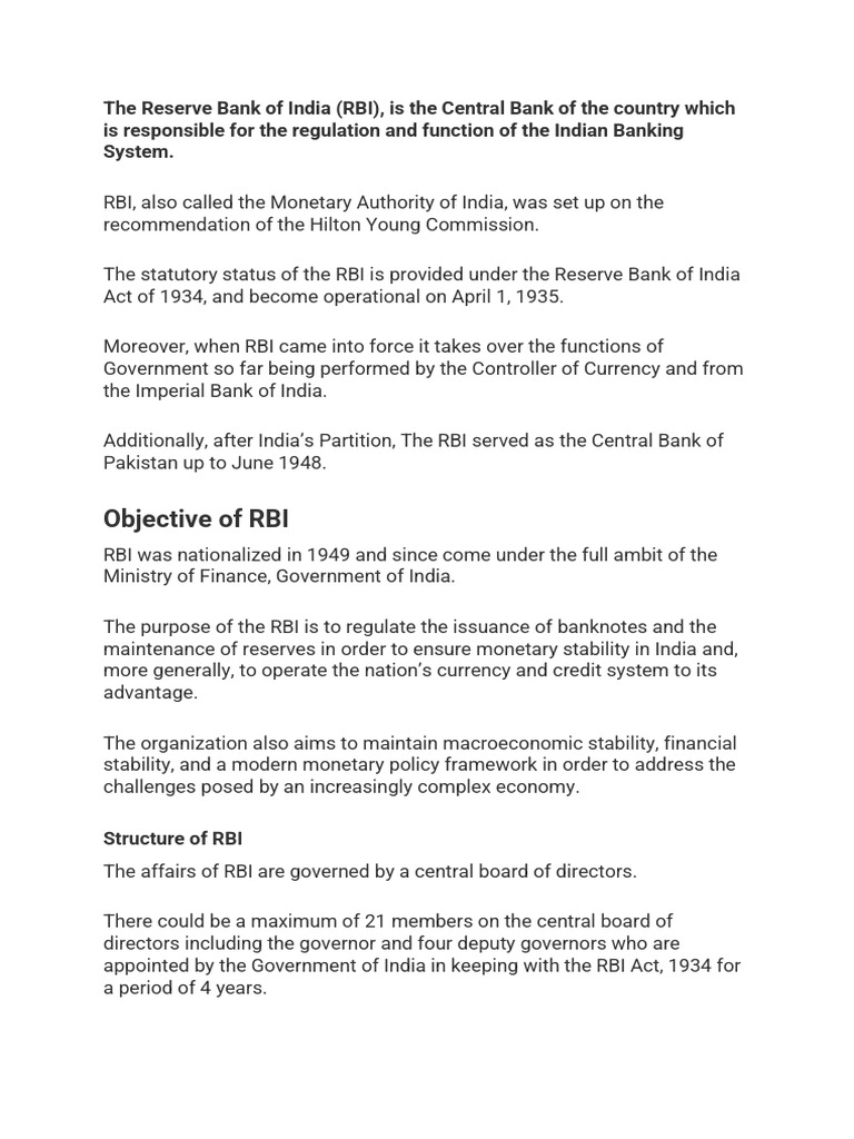 an-overview-of-the-functions-and-objectives-of-the-reserve-bank-of