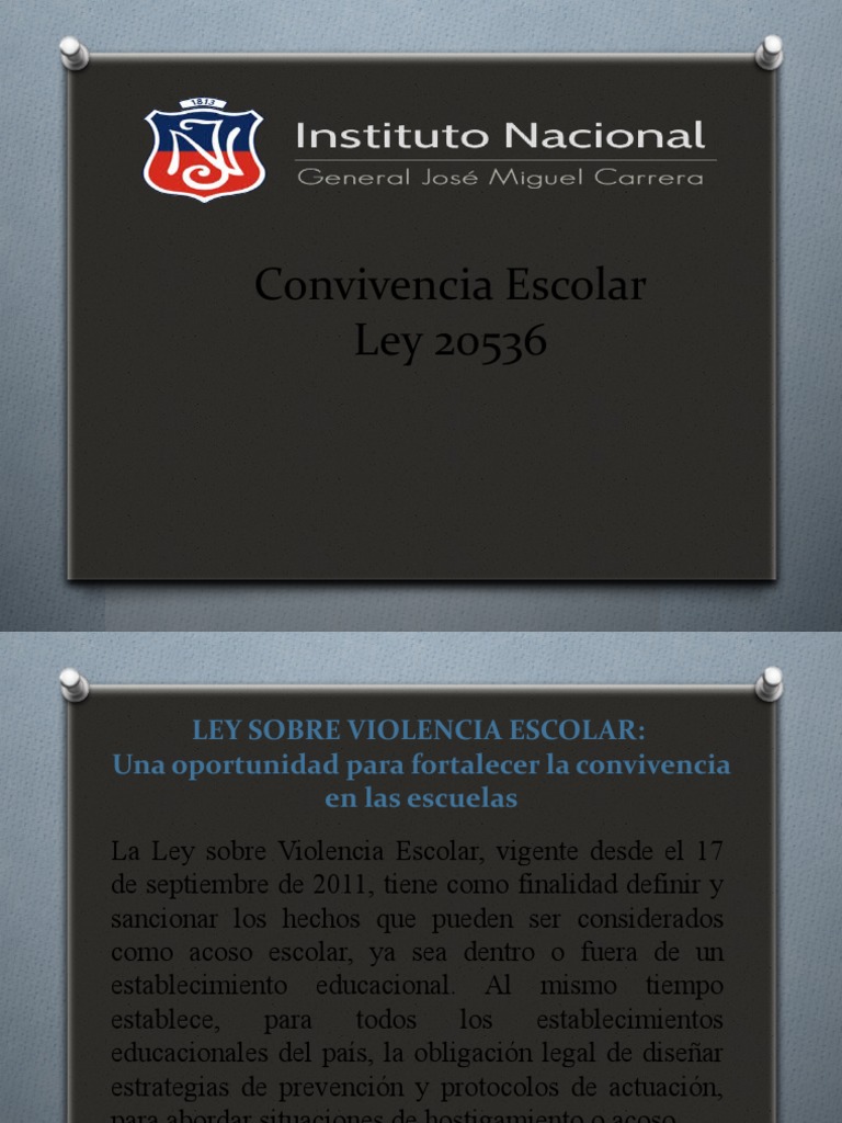 Ley 20356 de Convivencia Escolar | PDF | Acoso | Violencia