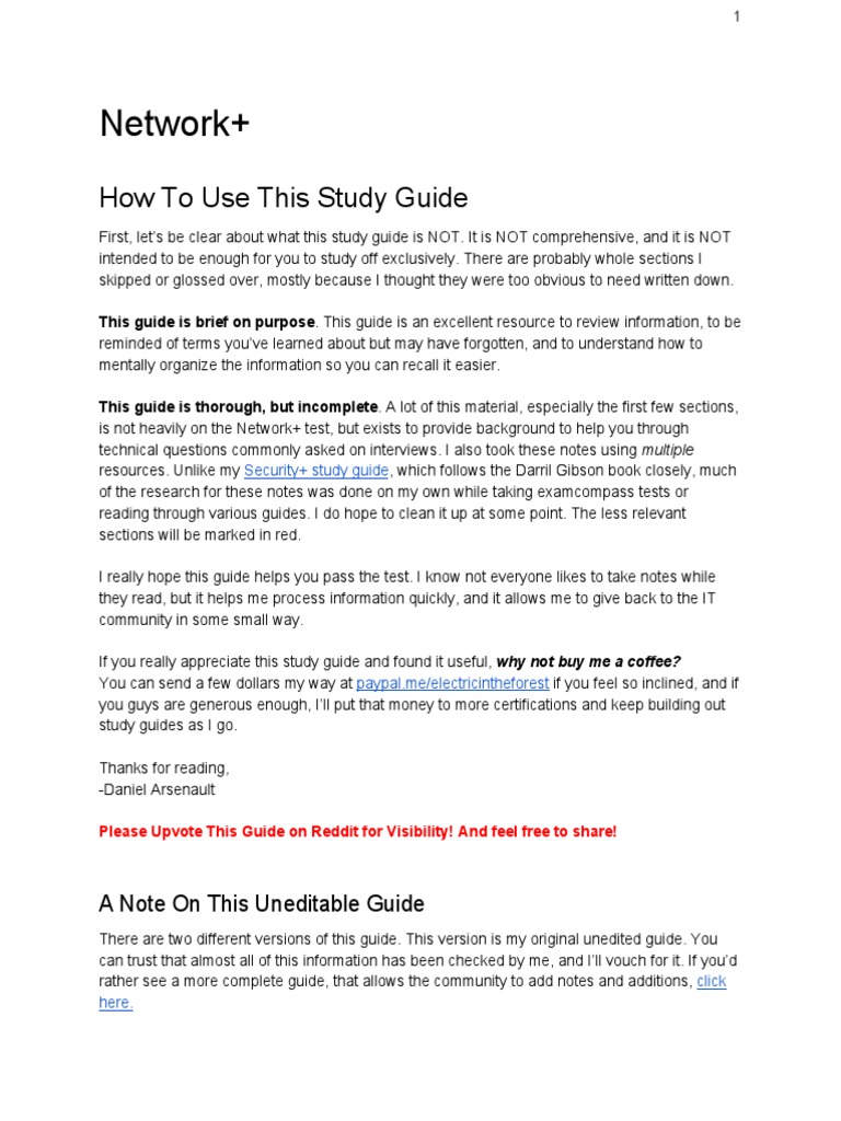 Network+ Study Guide - Uneditable | PDF | Internet Protocol Suite ...