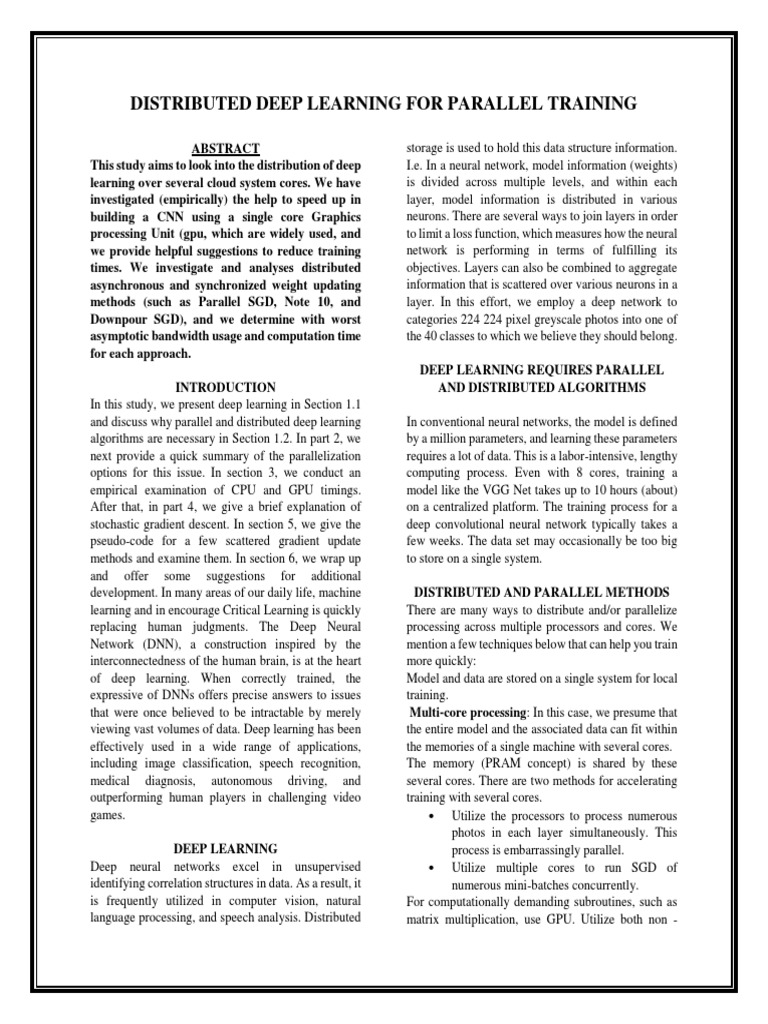 Distributed Deep Learning For Parallel Training PDF Deep Learning