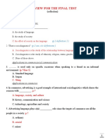 (Review For The Final Test: Sociolinguistics Definition