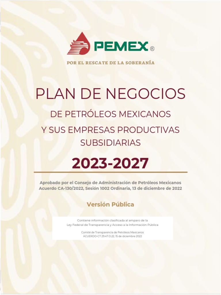Plan de Negocios de PEMEX 2023 | PDF | Petróleo | OPEP