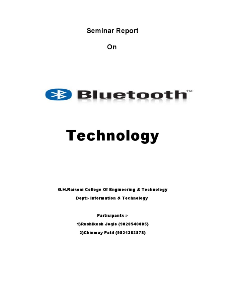 Bluetooth Technology Seminar Report | PDF | Bluetooth | Error Detection ...