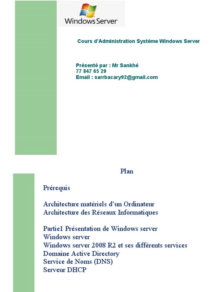 Cours sur l'Administration Windows Server | PDF | Périphérique ...