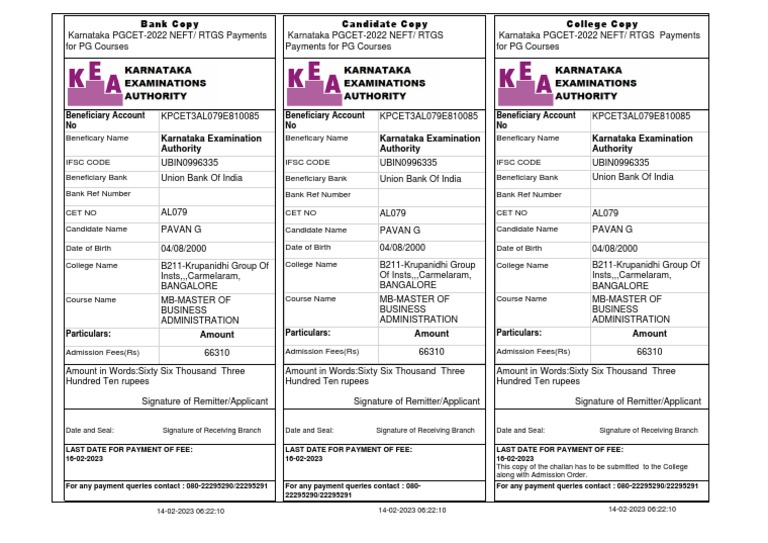 Challan KPCET3AL079E810085 14022023 182210 | PDF | Economy Of India | Money