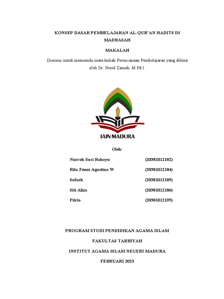 Konsep Pembelajaran Al-Qur'an Hadits | PDF