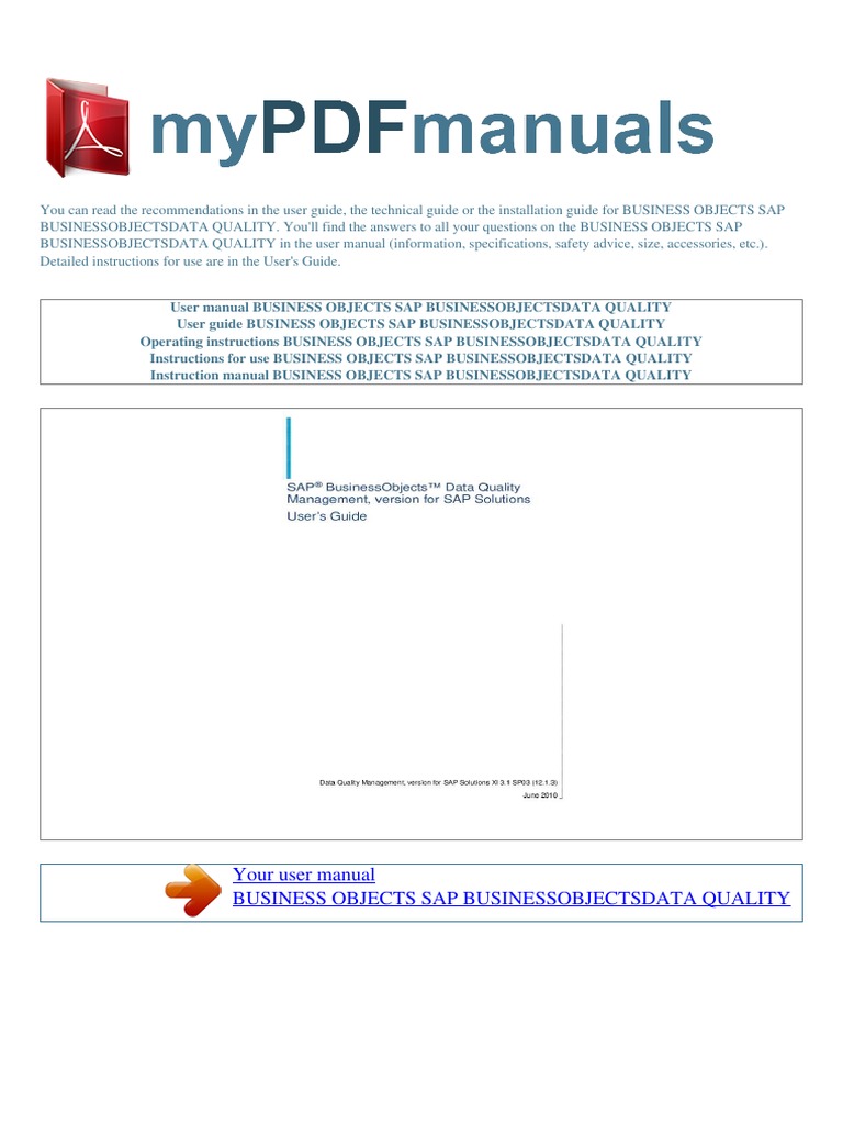 SAP BusinessObjects Data Quality Guide | PDF | Data Quality | Xml