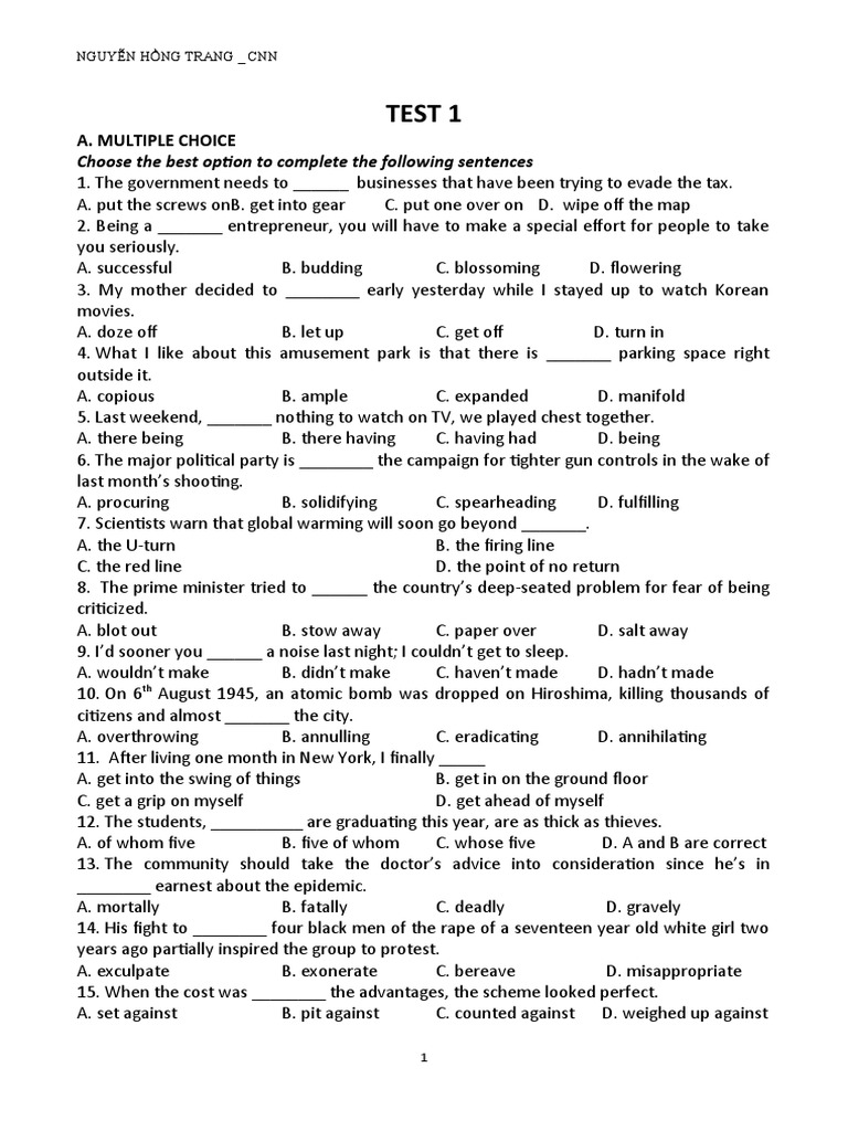 Advanced 1 | PDF