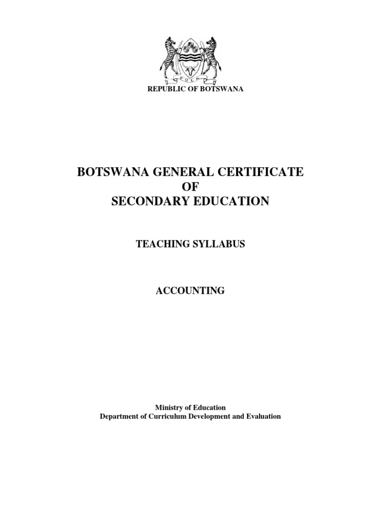Botswana General Certificate OF Secondary Education Teaching Syllabus