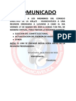 Comunicado: Eleccion Del Comité Electoral. Actualizacion Del Padron de Asociados Otros