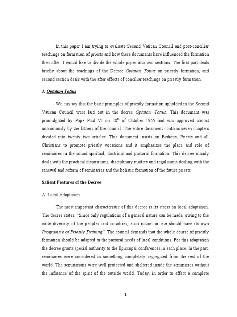 Post Conciliar Documents On Priestly Formation PDF Second Vatican