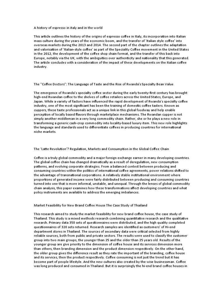 A History of Espresso in Italy and in The World PDF Coffee Brand