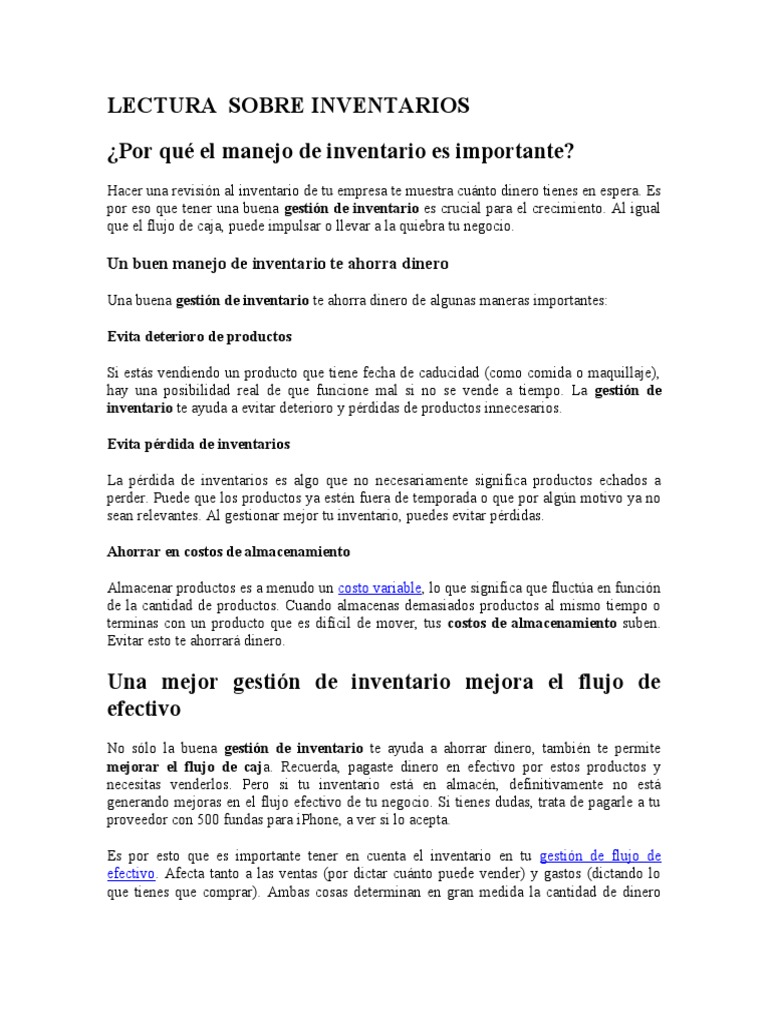 Manejo Efectivo de Inventarios | PDF | Inventario | Dinero