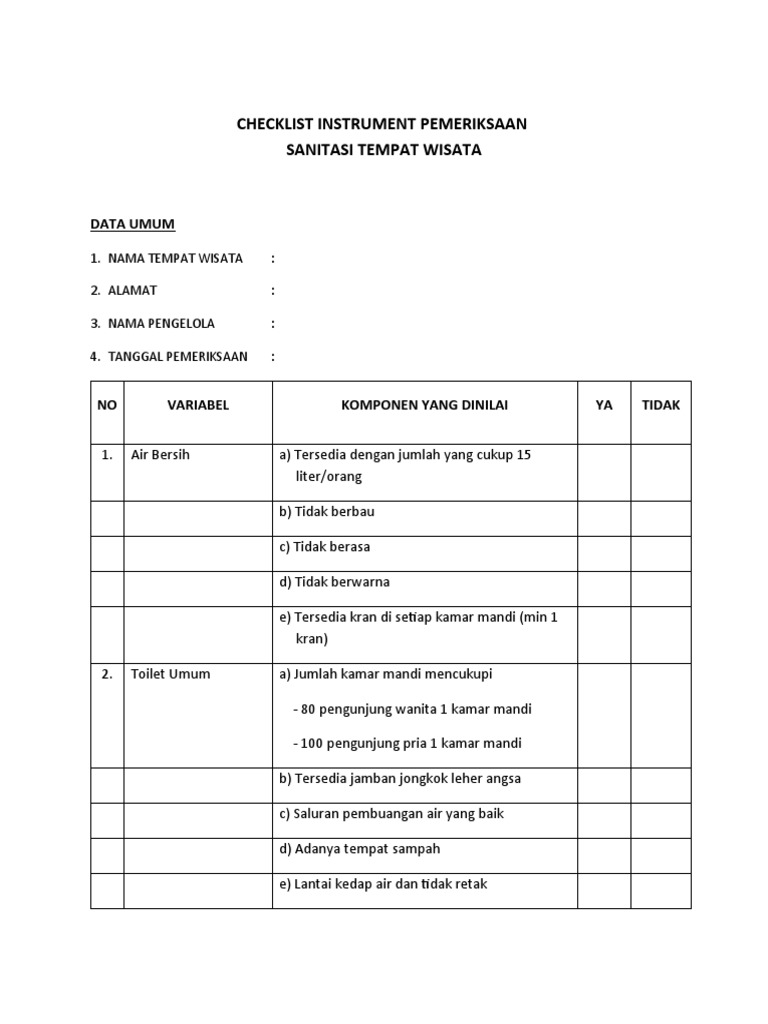 Checklist penelitian pdf