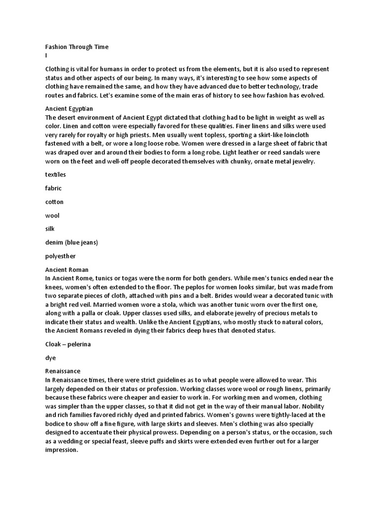 Fashion Through Time Pdf Clothing Fashion