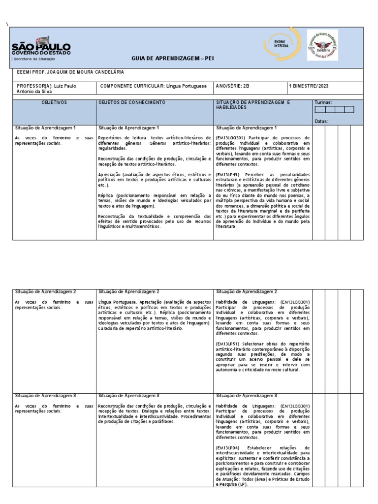 Aprendizagem de Língua Portuguesa 2B | PDF | Aprendizado | Sociologia