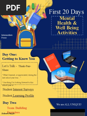 first 20 days of school - well being   mental health activities  intermediate 