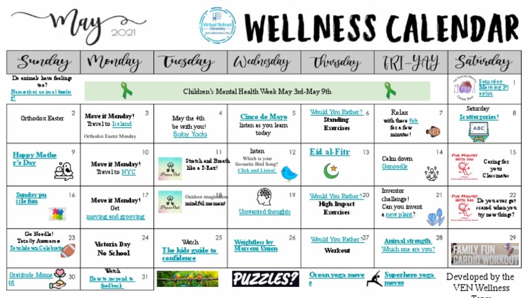 May Wellness Calendar | PDF
