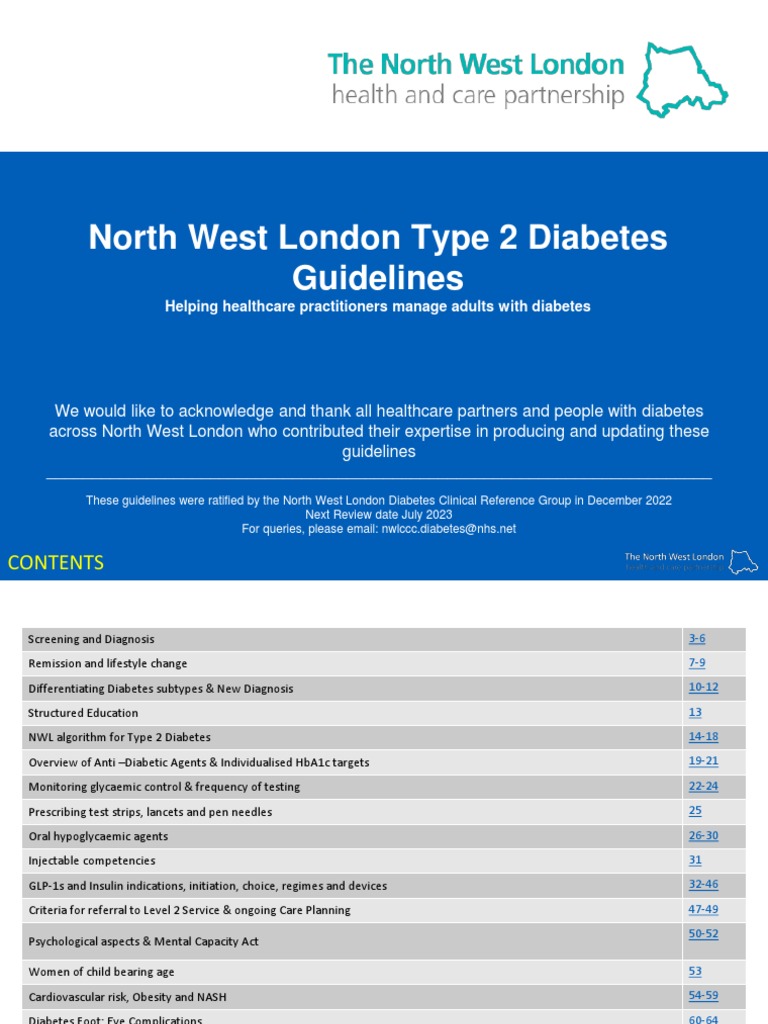 Diabetes North West London Diabetes Clinical Guidelines PDF Dieting