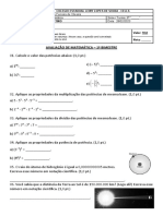 Avaliação de Matemática - 9 Ano