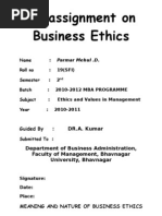 An Assignment On Business Ethics..